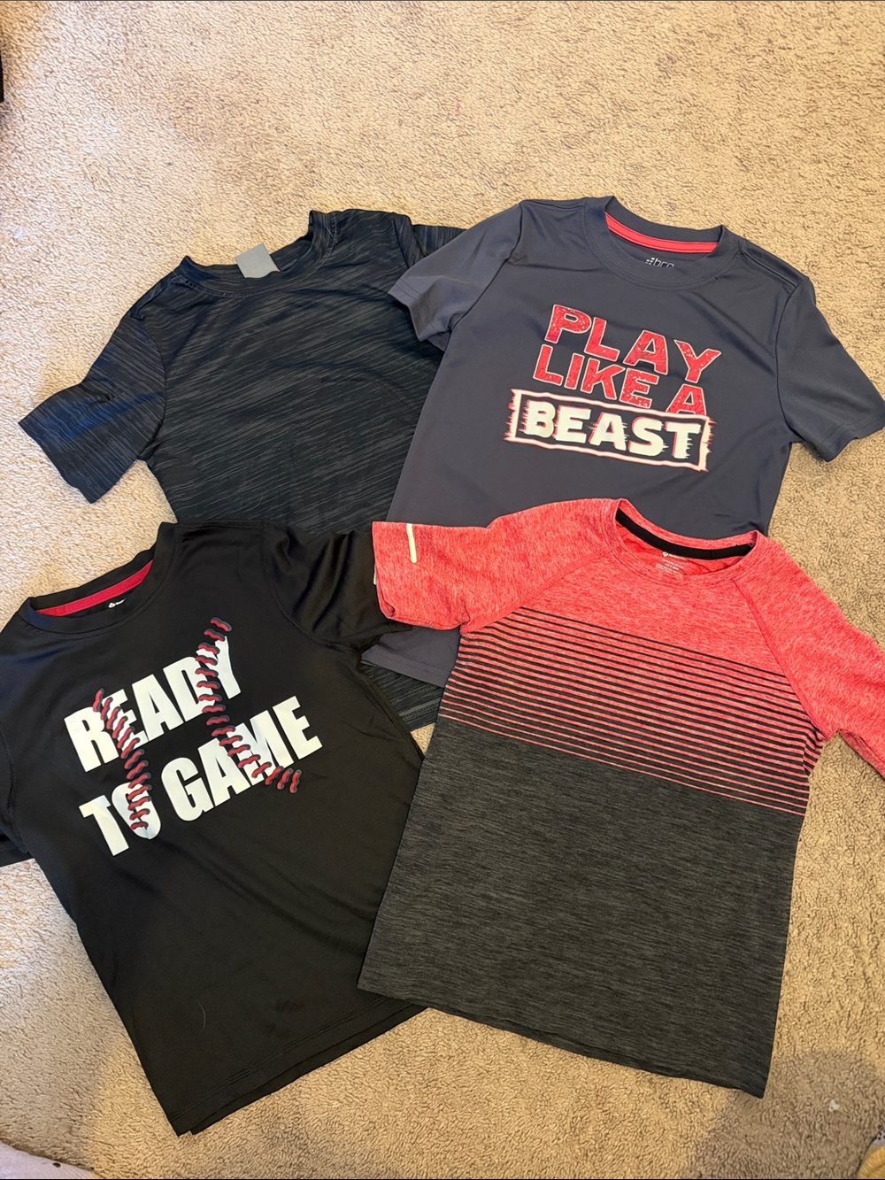 Kids Performance Tees. 4-Pack Dry Fit Tees.